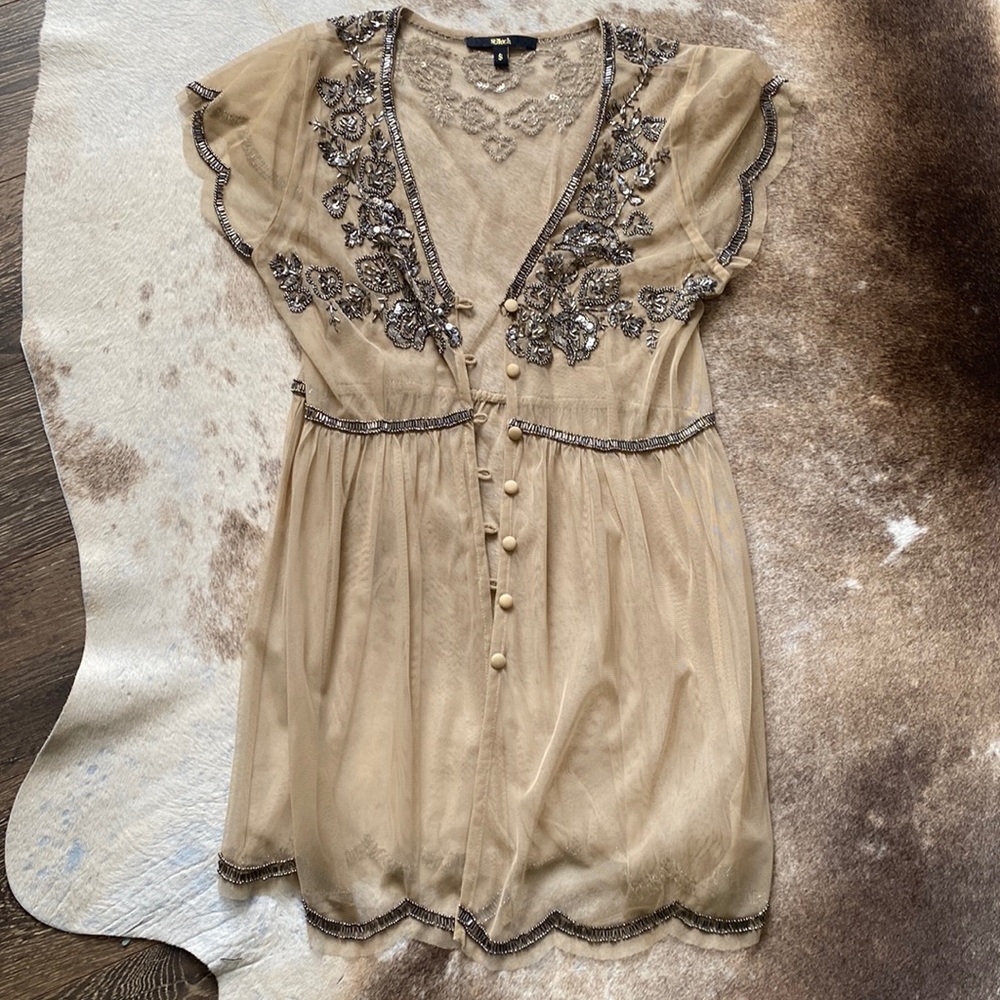Black - Beaded Tunic Size Small